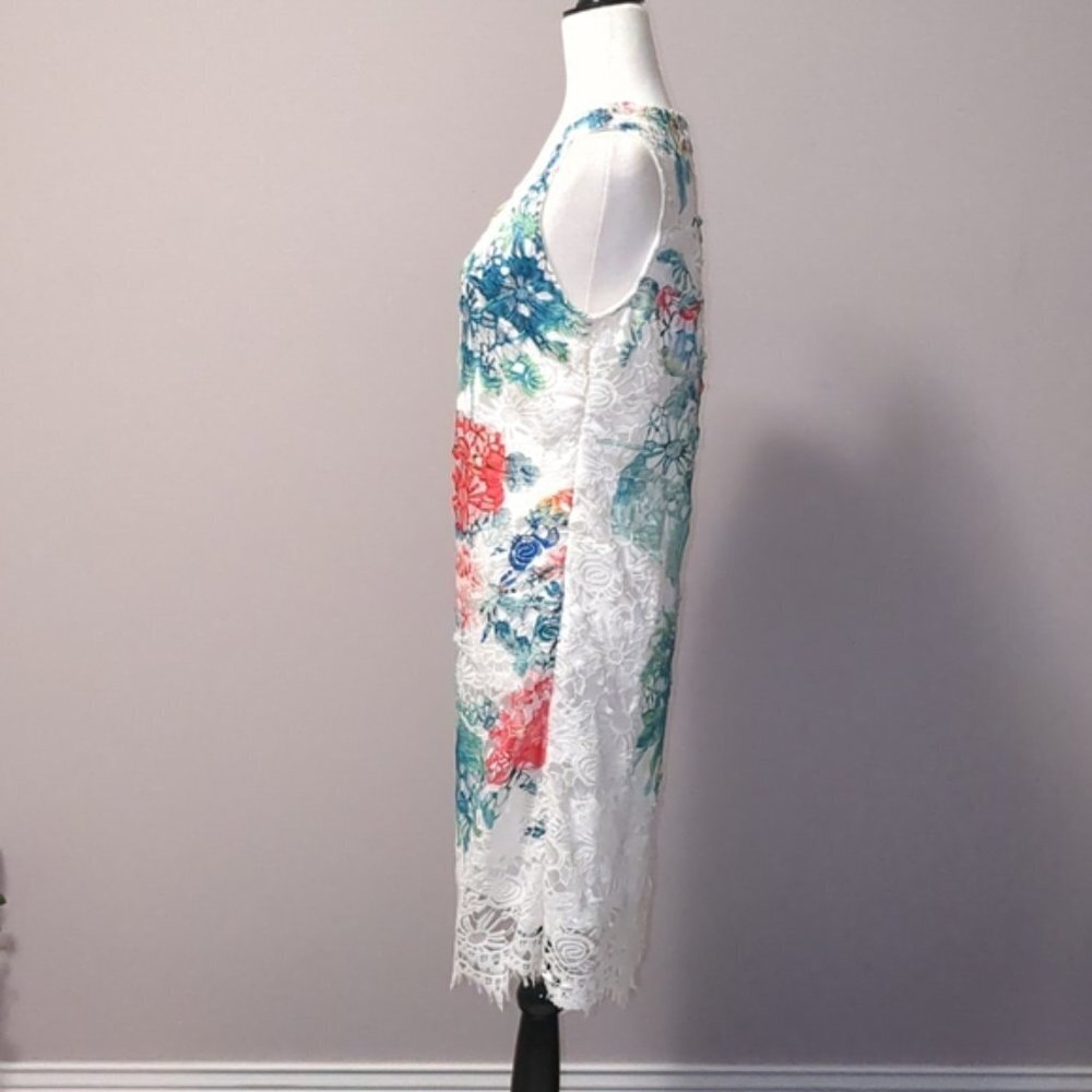 💎CARRE NOIR 💎 White Lace Ocean print dress - 6 - Picture 4 of 10